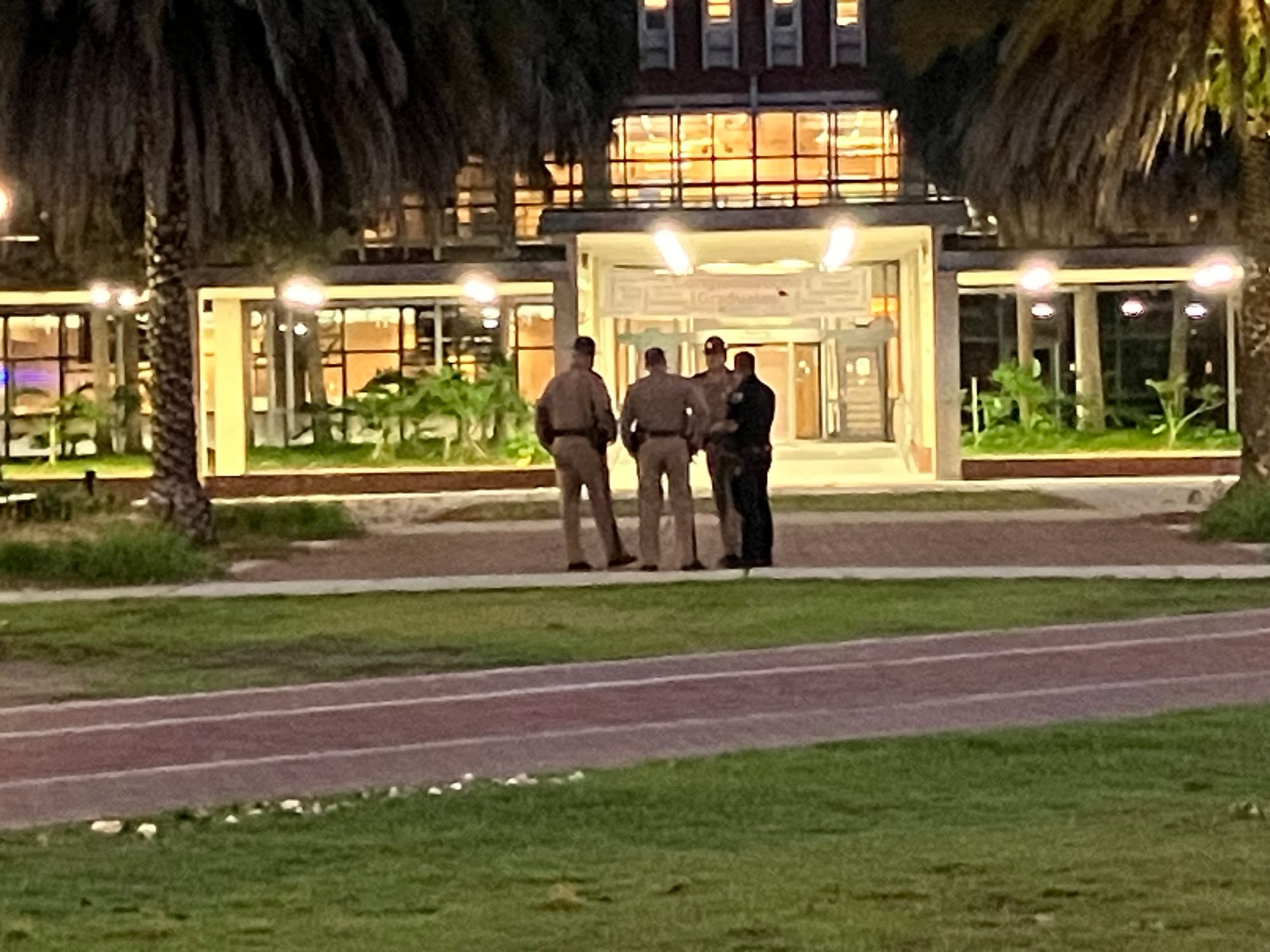 Press Conference For Gov. DeSantis Being Set Up in Front of Pro-Palestine Protesters