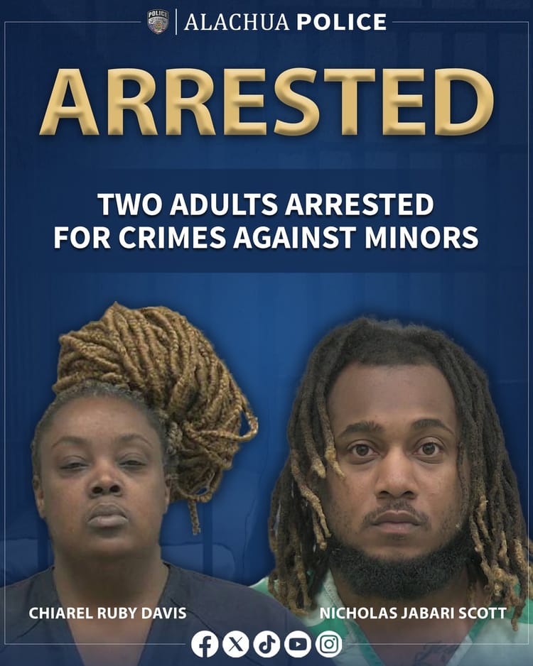 Alachua Police Department Arrests Two For Crimes Against Children
