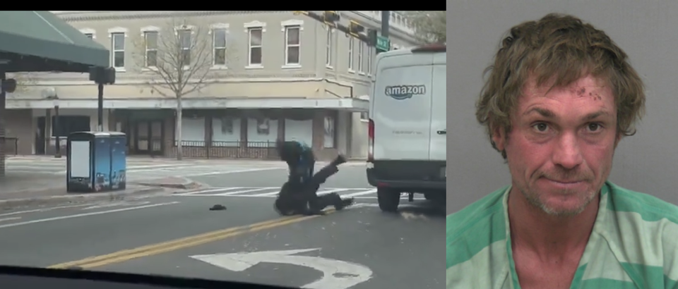 Homeless Man Fights Amazon Driver in Downtown Streets