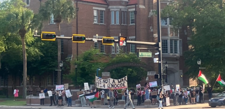 Protesters Backing Palestine Hold Demonstration on University Avenue as Israeli Defense Force Enters Rafah