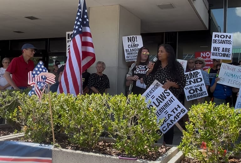 Indivisible Holds Press Conference Against Camp Blanding