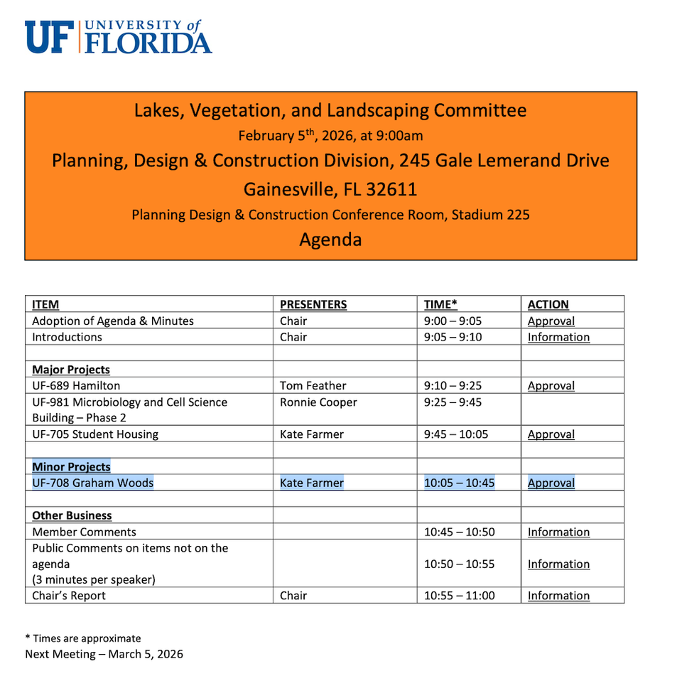 UF LVL Committee Set to Approve Destruction of Hundreds of Graham Woods Trees for Stormwater Project